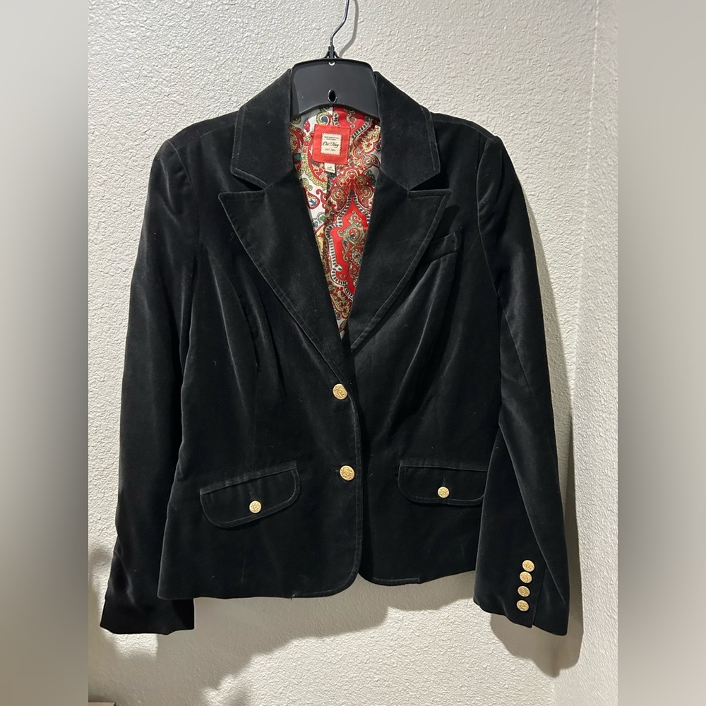 Black Velvet Blazer with Gold buttons